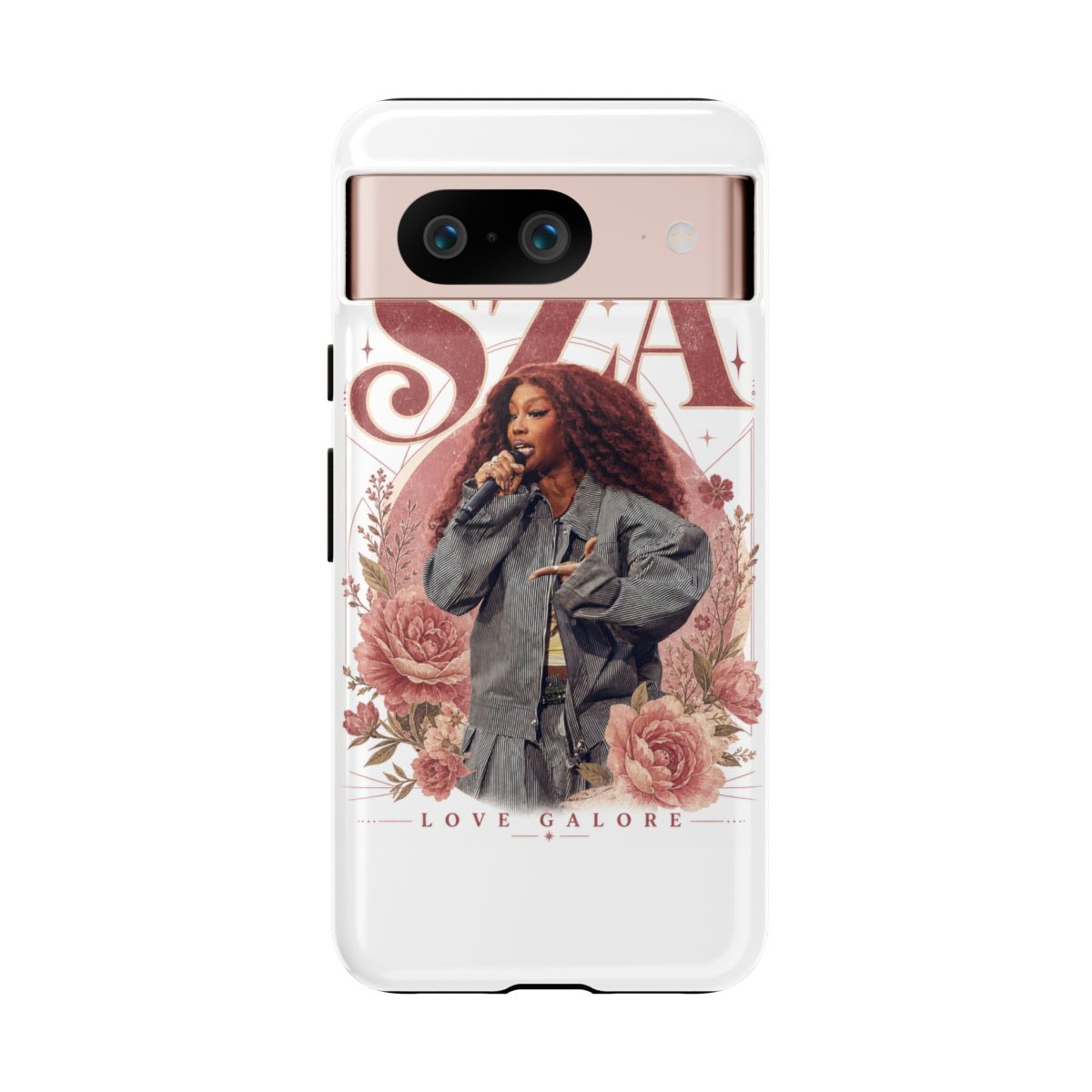 SZA " in a bold, retro serif font at the top. " Phone Case - alternate angle 1, merchandise