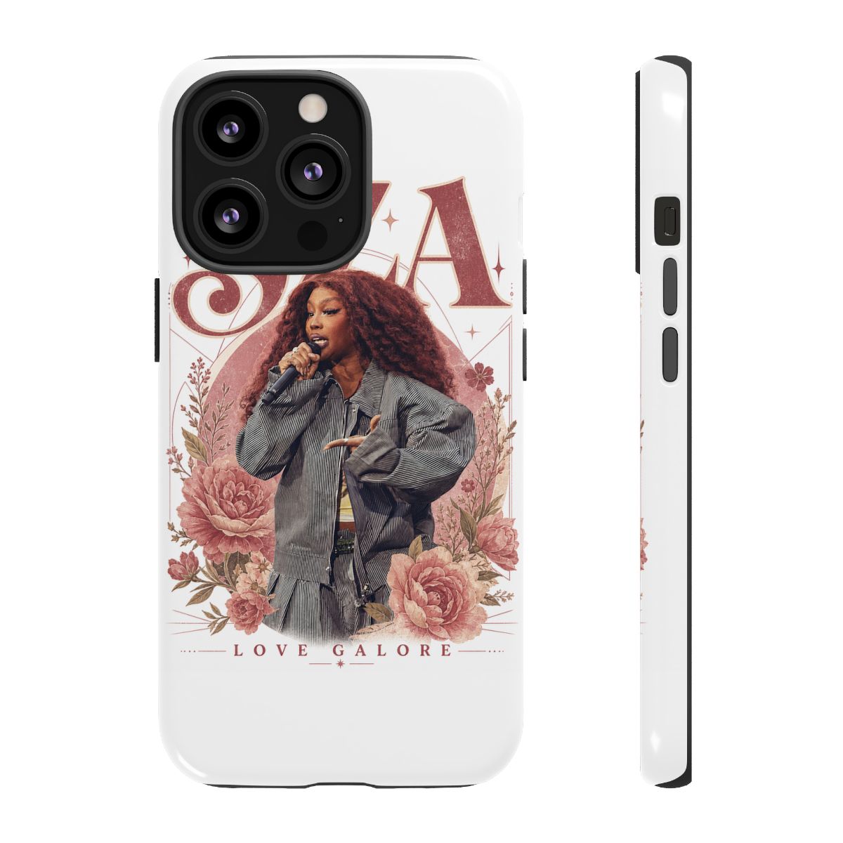 SZA " in a bold, retro serif font at the top. " Phone Case - alternate angle 3, merchandise