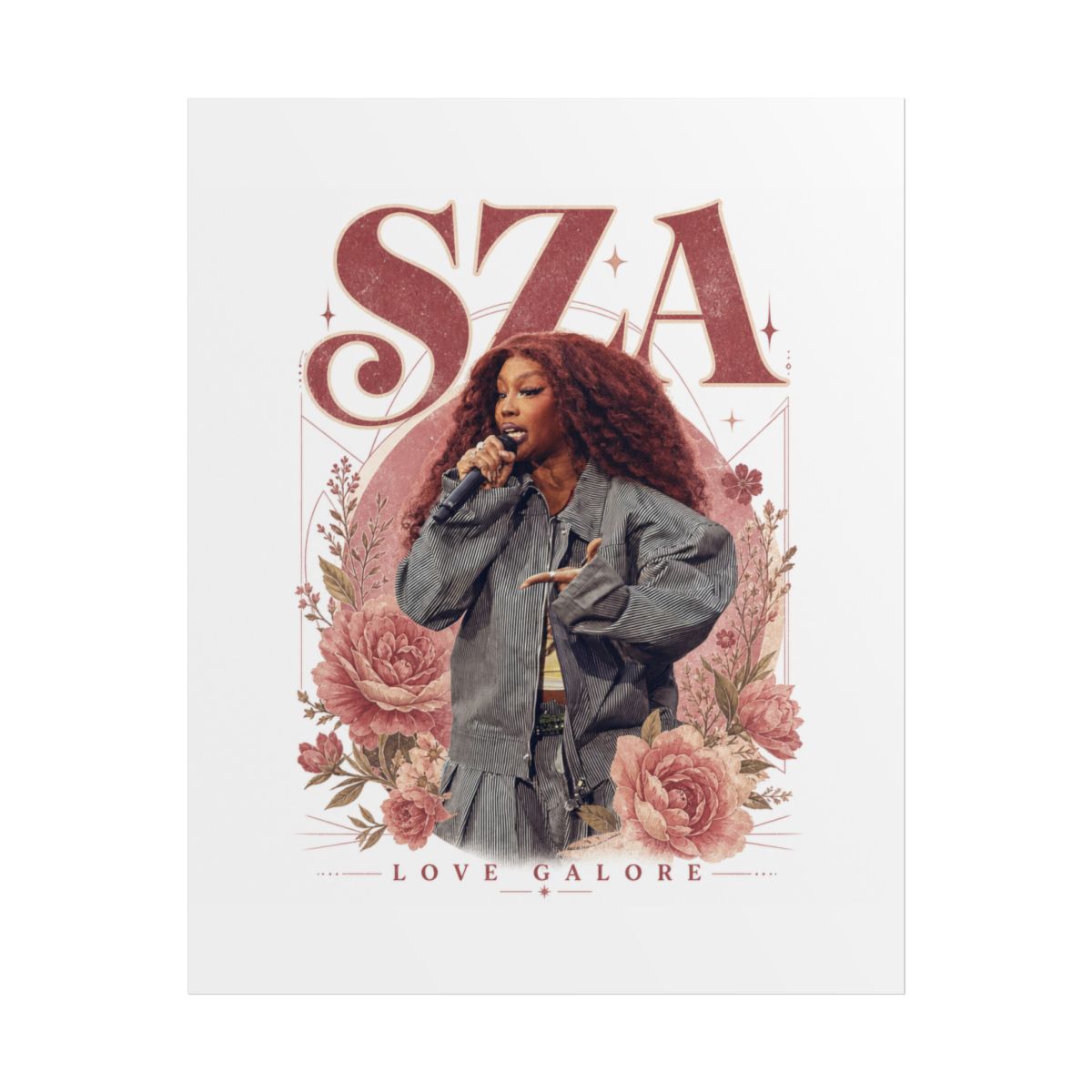 SZA " in a bold, retro serif font at the top. " Poster — official SZA Posters & Wall Art