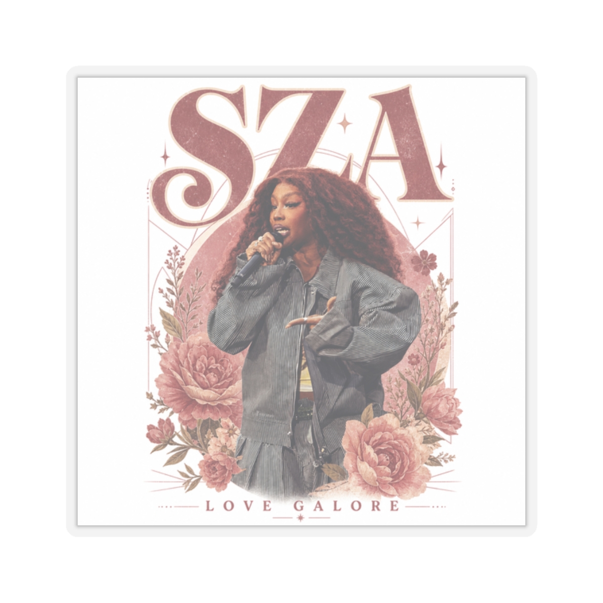 SZA " in a bold, retro serif font at the top. " Sticker