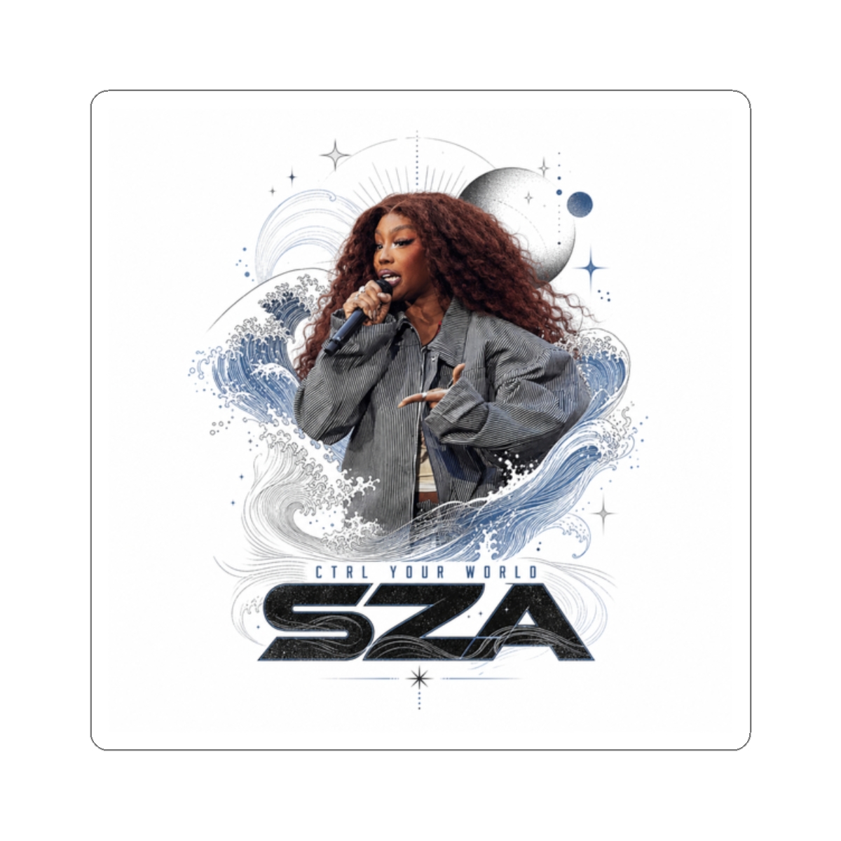 SZA " in bold, modern typography at the lower center. " Sticker - Official stickers merchandise