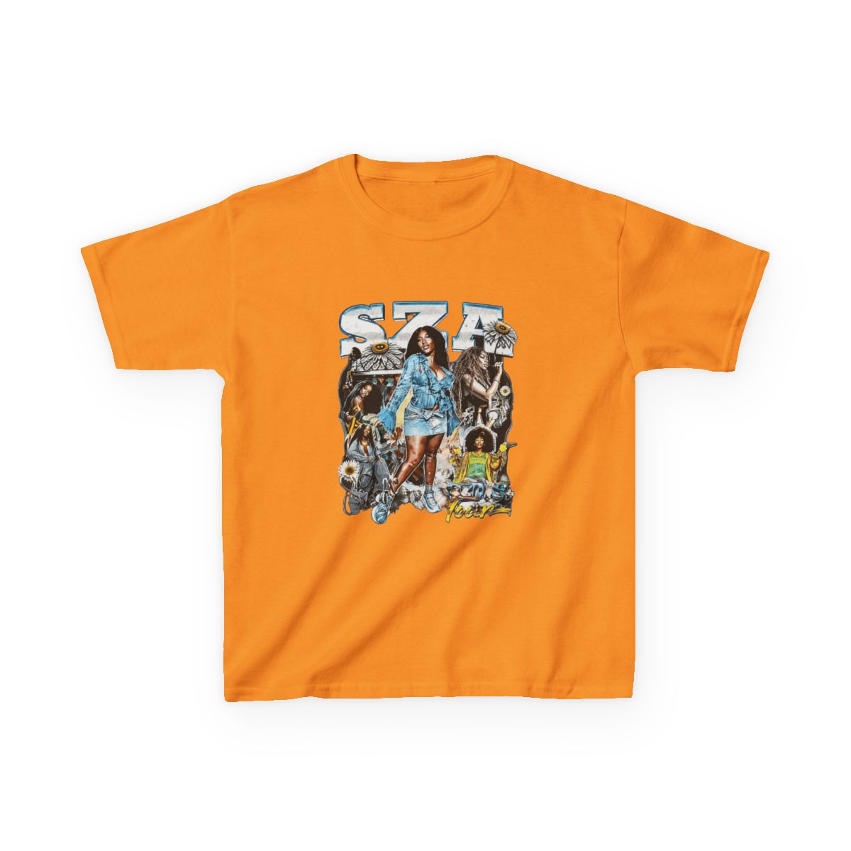 SZA SOS Tour Vintage Bootleg Collage Kids T-Shirt - alternate angle 3, merchandise