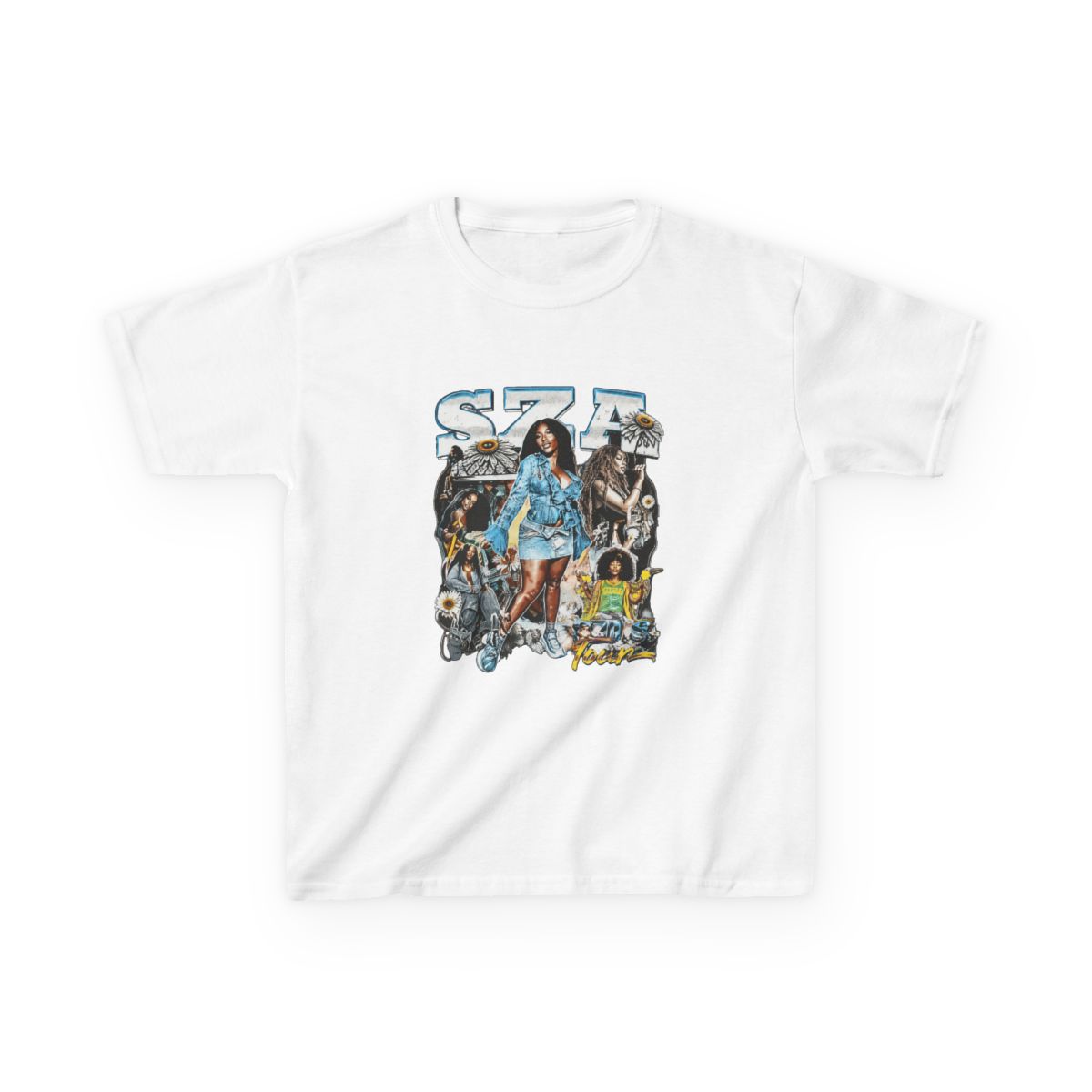 SZA SOS Tour Vintage Bootleg Collage Kids T-Shirt