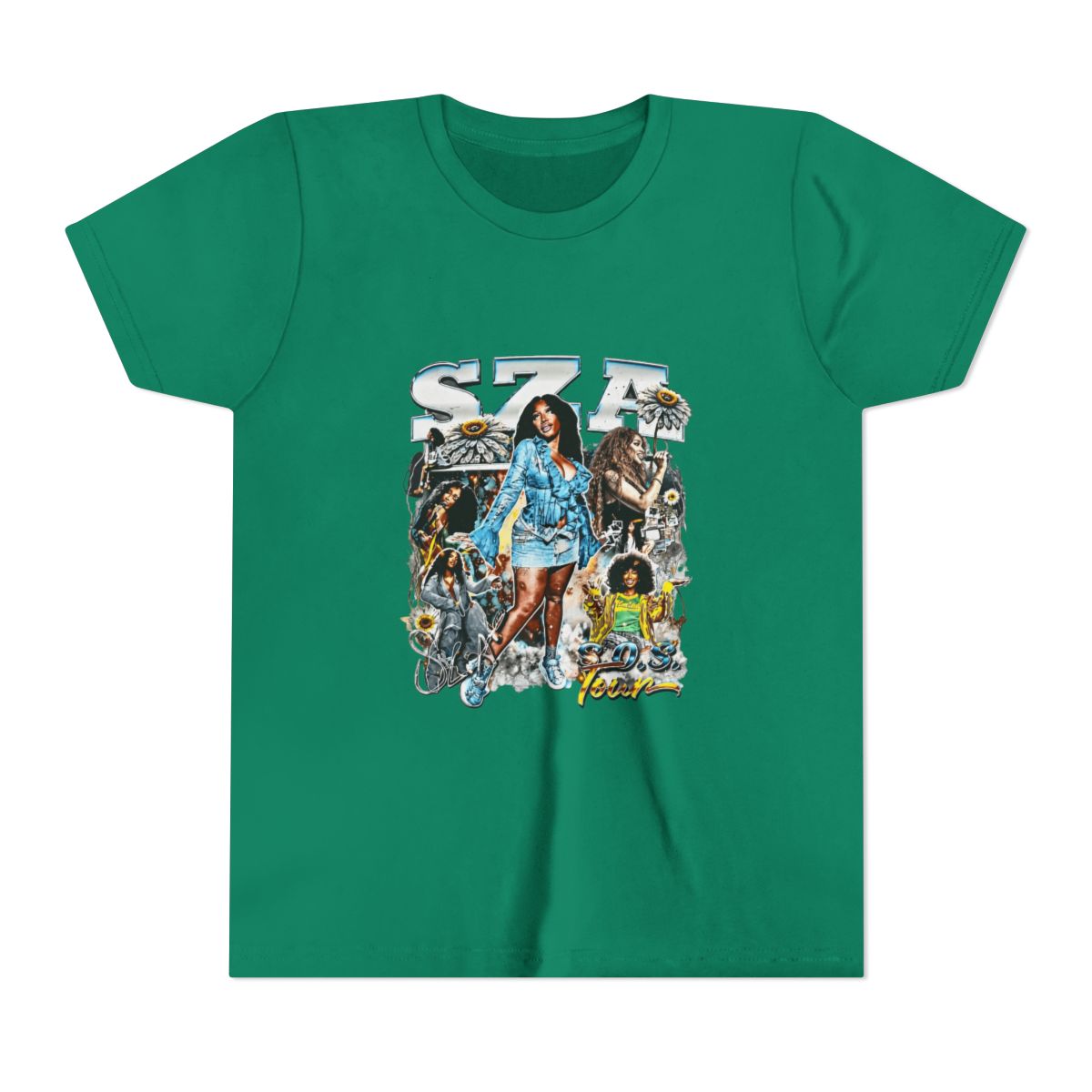 SZA SOS Tour Vintage Bootleg Collage Kids T Shirt - alternate angle 4, merchandise