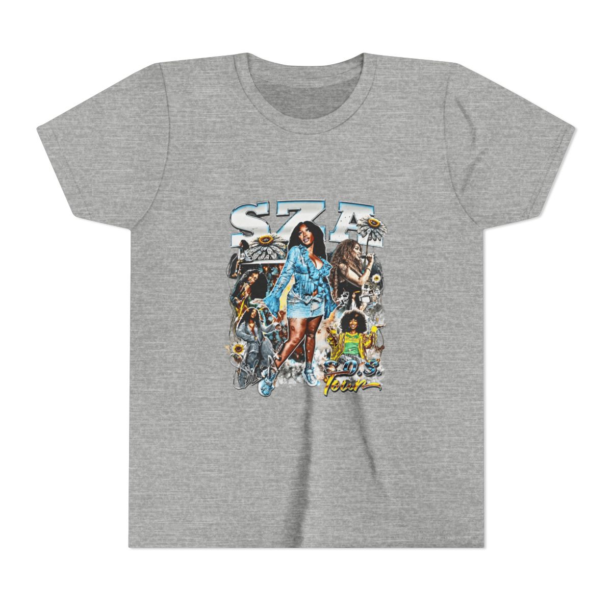 SZA SOS Tour Vintage Bootleg Collage Kids T Shirt - alternate angle 5, merchandise
